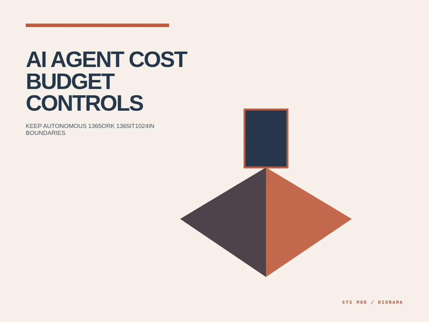 Isometric diorama showing AI agent task budgets, tool-call boundaries, forecasts, and stop conditions