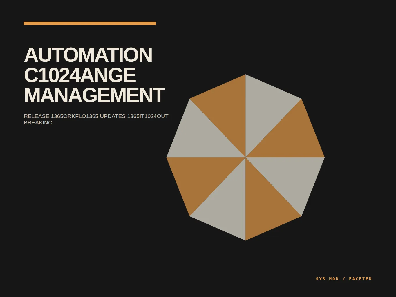 A faceted geometric portrait of versioned automation releases, test fixtures, staged rollout, and rollback