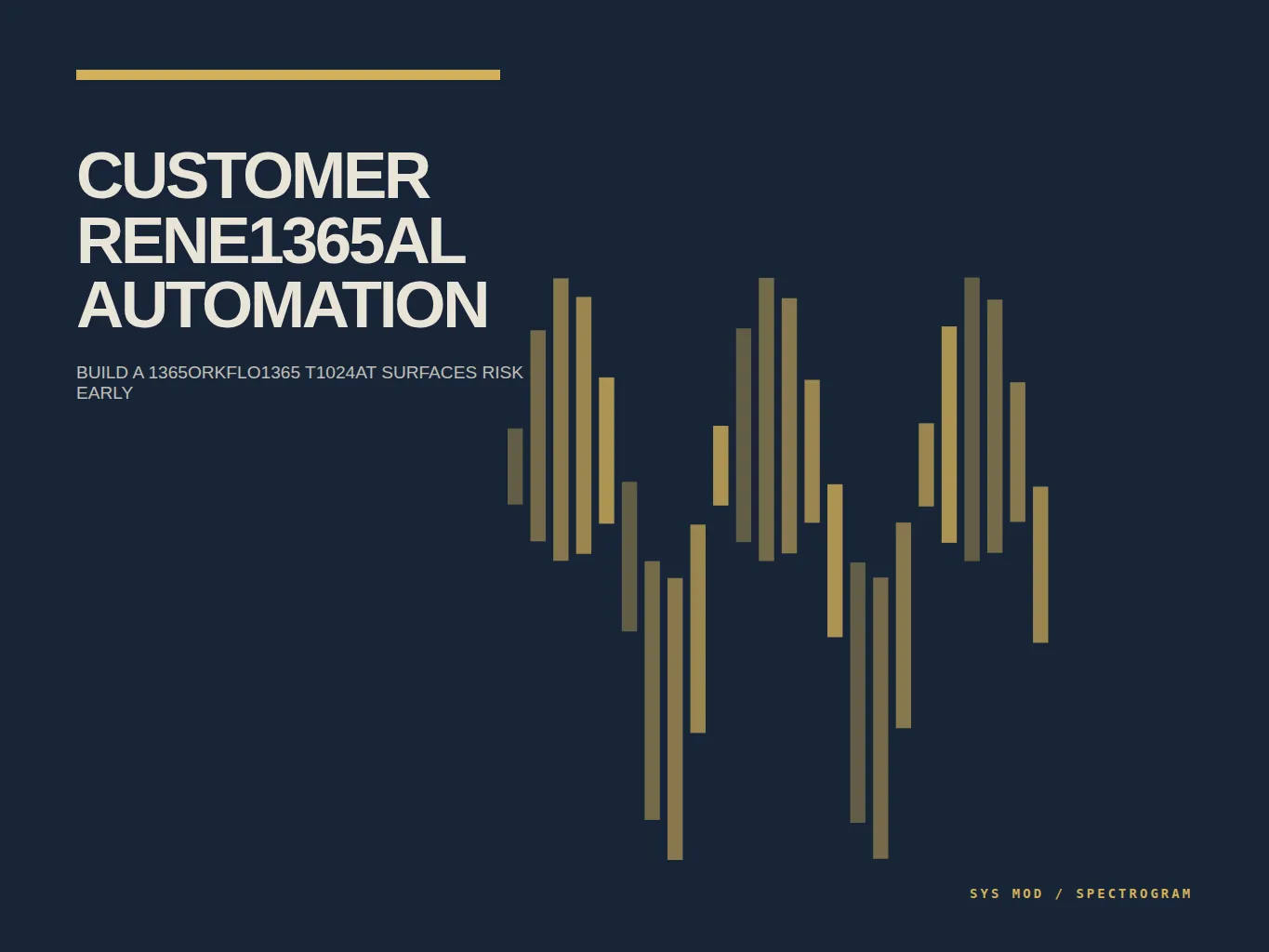 A spectrogram composition representing renewal signals, risk states, customer health, and human review