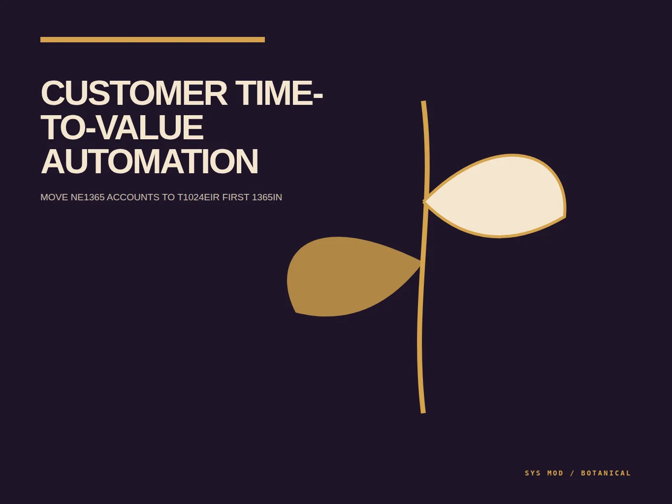 Botanical growth diagram showing customer onboarding milestones, blockers, owners, and verified first value